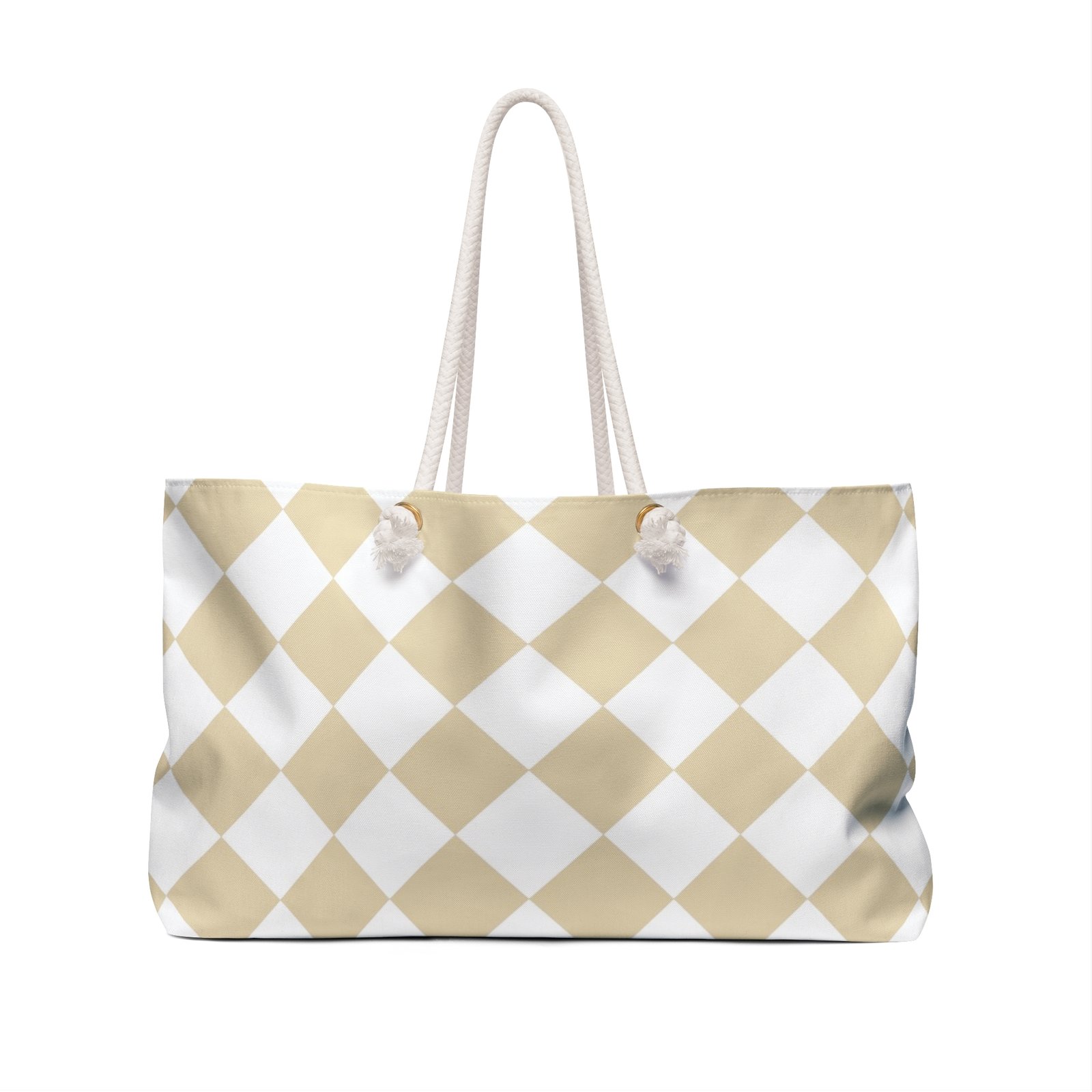 Chic Weekender Bag, Stylish Tote for Travel, Beach & Gym, Perfect for Gifts, Gold and White Design - Image 2