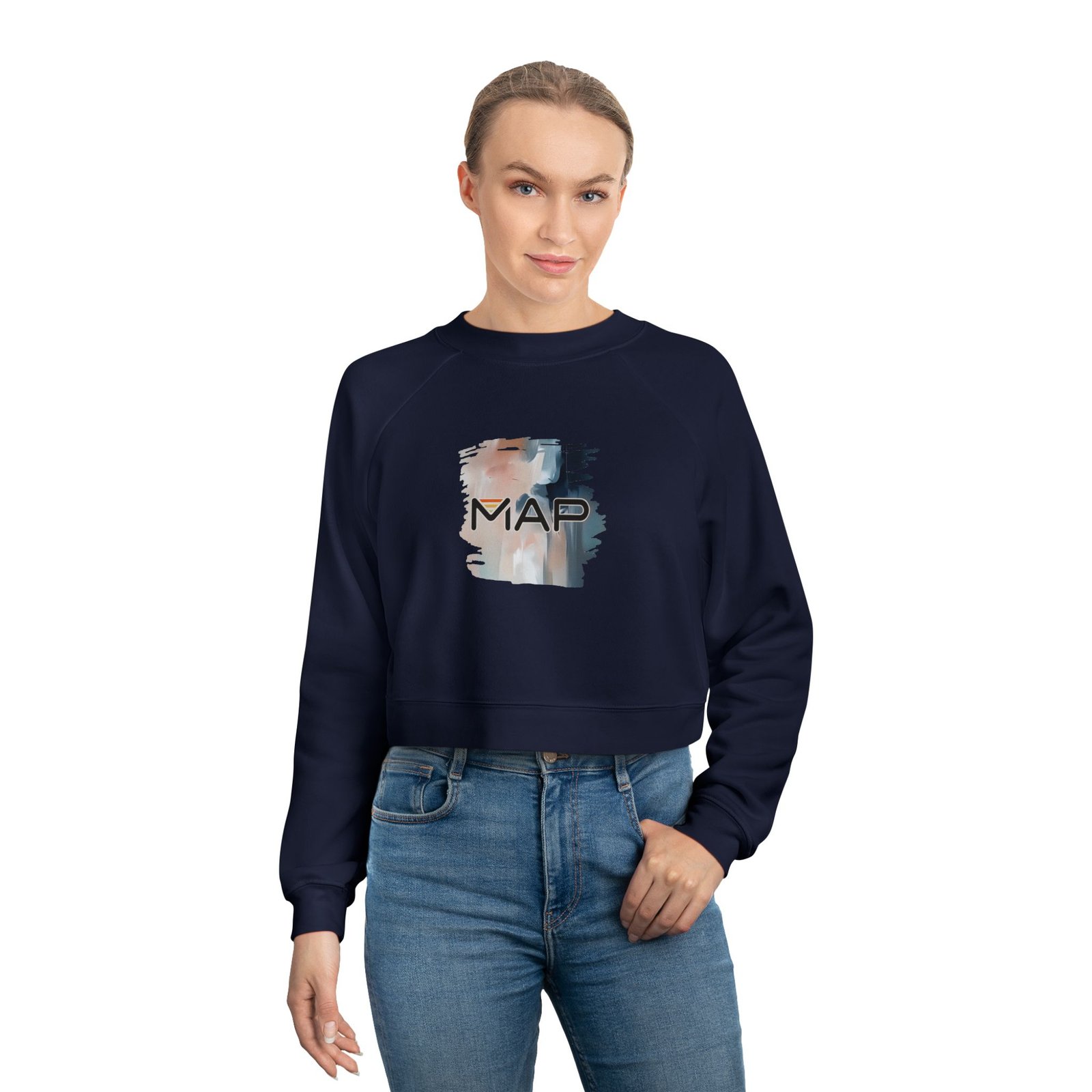 Modern Map Women's Cropped Fleece Pullover, Cozy Stylish Top, Casual Wear, Gift for Her, Trendy Streetwear - Image 19