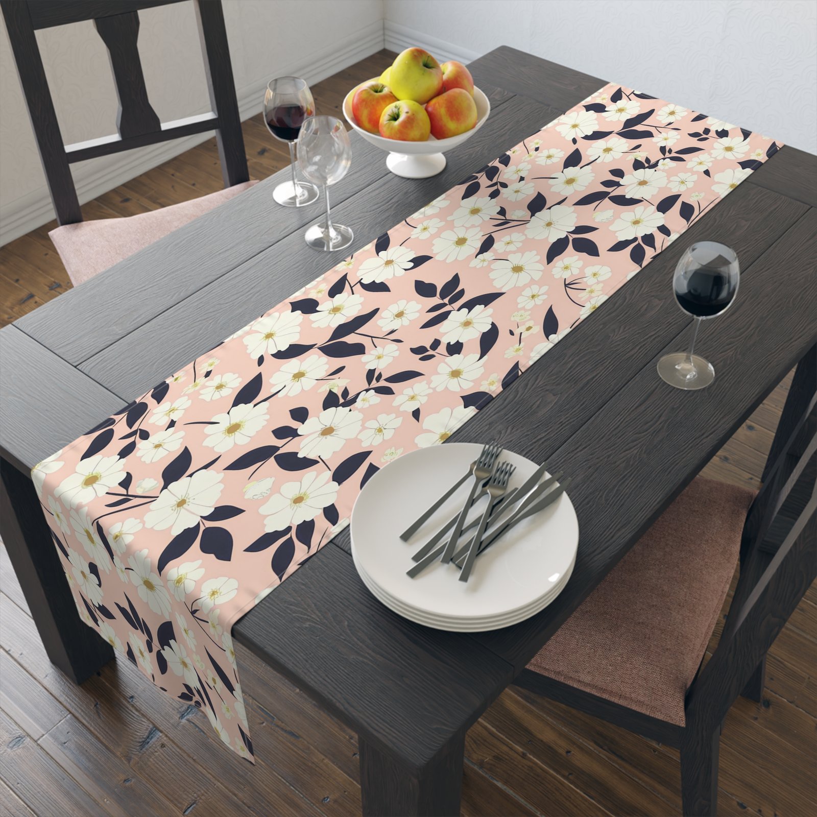 Floral Cotton Table Runner | Elegant Dining decor, Home Table Decoration, Spring Table Setting, Perfect for Events & Gatherings - Image 4