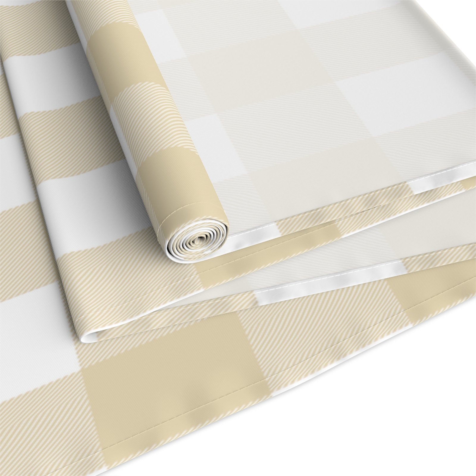 Neutral Gingham Table Runner, Cotton & Poly, Farmhouse Decor, Elegant Dining, Holiday Gatherings, Kitchen Table Centerpiece - Image 15
