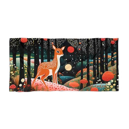 Whimsical Forest Deer Beach Towel - Vibrant Nature Print, Perfect for Summer Fun, Pool Parties, Gifts, Home Decor
