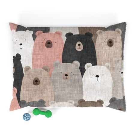 Cozy Bear Pattern Pet Bed, Cute Dog Bed, Cat Bed for Pet Lovers, Soft Plush Pet Cushion, Ideal Gift for Pet Owners