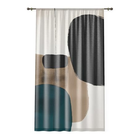 Modern Abstract Window Curtain, Boho Home Decor, Living Room Drapes, Artistic Sheer Curtains, Geometric Design