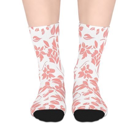 Chic Floral Mid-Length Socks, Stylish Ankle Socks, Gift for Her, Cozy Homewear, Trendy Fashion Accessories