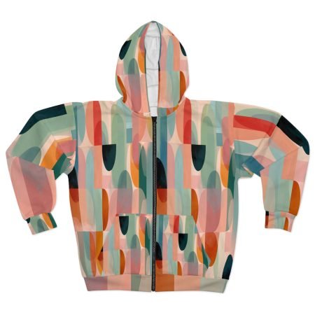 Chic Abstract Unisex Zip Hoodie, Cozy Casual Wear, Vibrant Layering Piece, Perfect Gift for Art Lovers, Stylish Fall Fashion