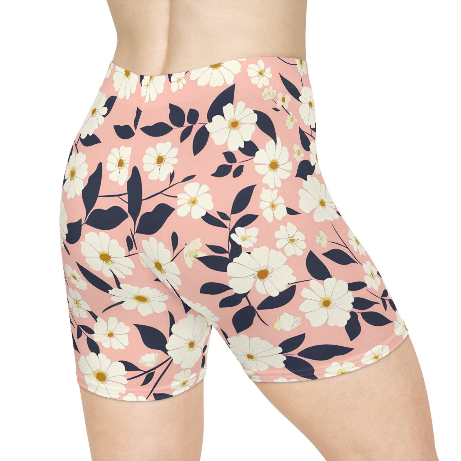 Floral Women's Biker Shorts, Comfortable Cycling Shorts, Summer Activewear, Workout Apparel, Floral Print Gym Shorts, Casual and Sporty - Image 4