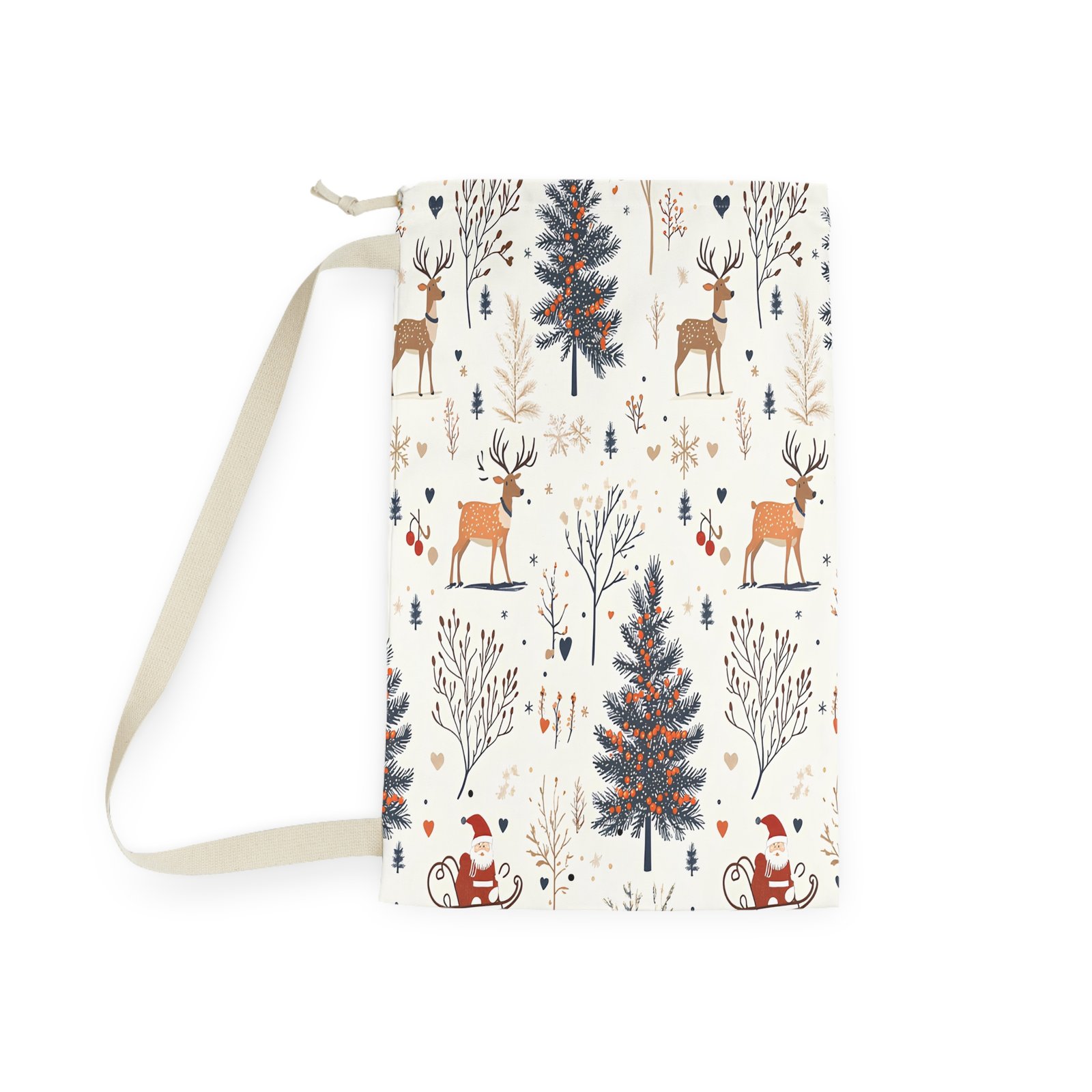 Holiday-Themed Laundry Bag with Deer and Trees Design, Cute Storage Bag for Christmas, Gift for Home, Organizing Laundry, Festive Decor - Image 4