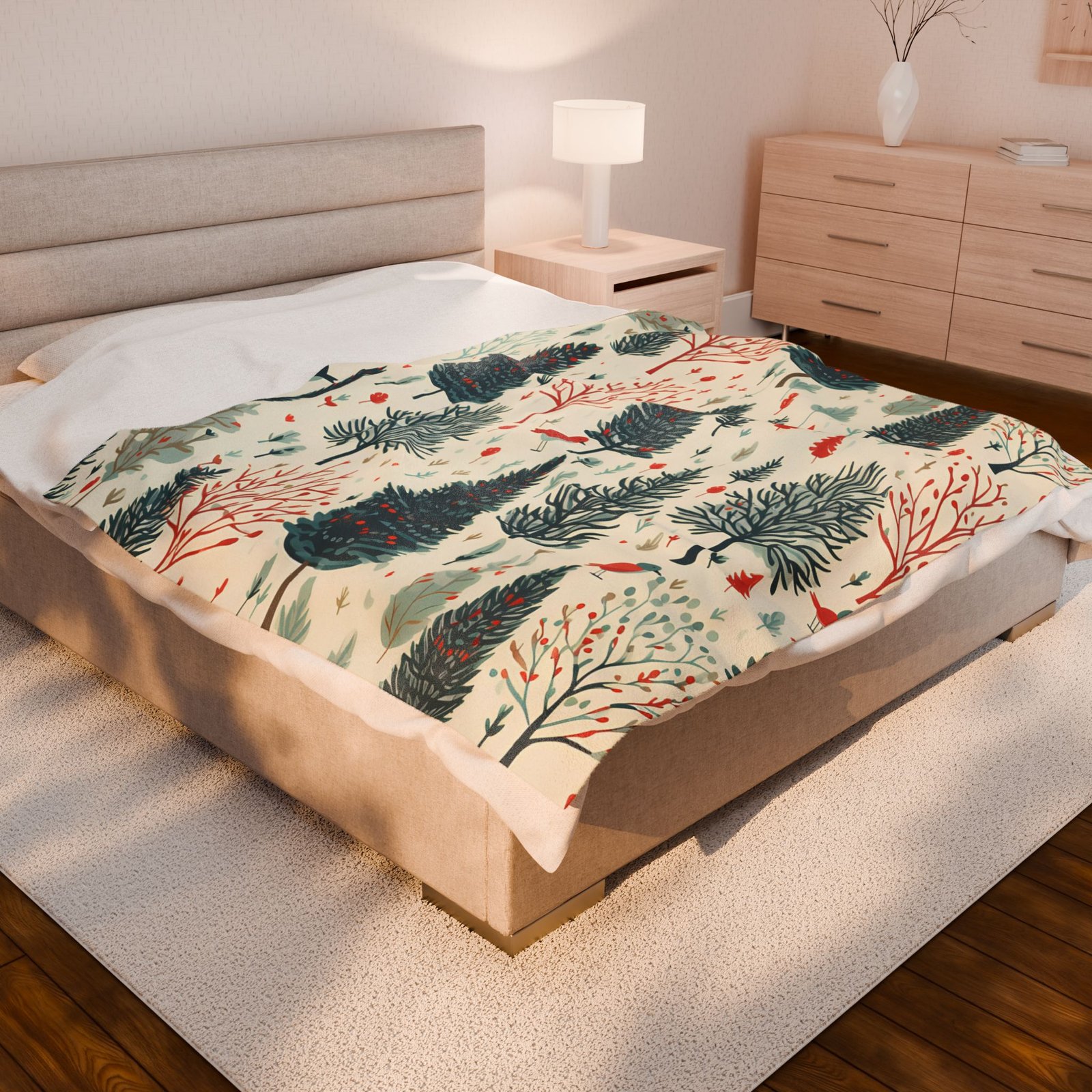 Cozy Winter Forest Velveteen Plush Blanket - Perfect Holiday Gift, Home Decor, Warm Throw, Christmas Decor, Snuggle Blanket - Image 6