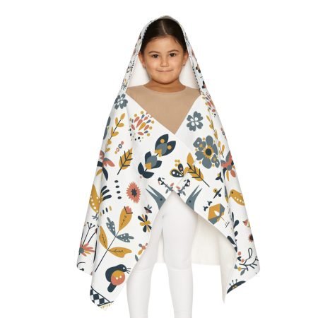 Youth Hooded Towel - Whimsical Floral Design for Kids, Bath Gift, Pool Day Essential, Fun Bathrobe, Kids Beachwear