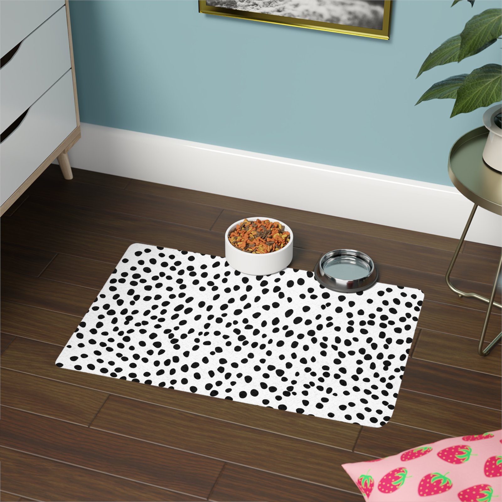 Stylish Pet Food Mat for Messy Eaters, Non-Slip Dog Food Mat, Cat Feeding Mat, Washable Pet Mat, Modern Pet Decor