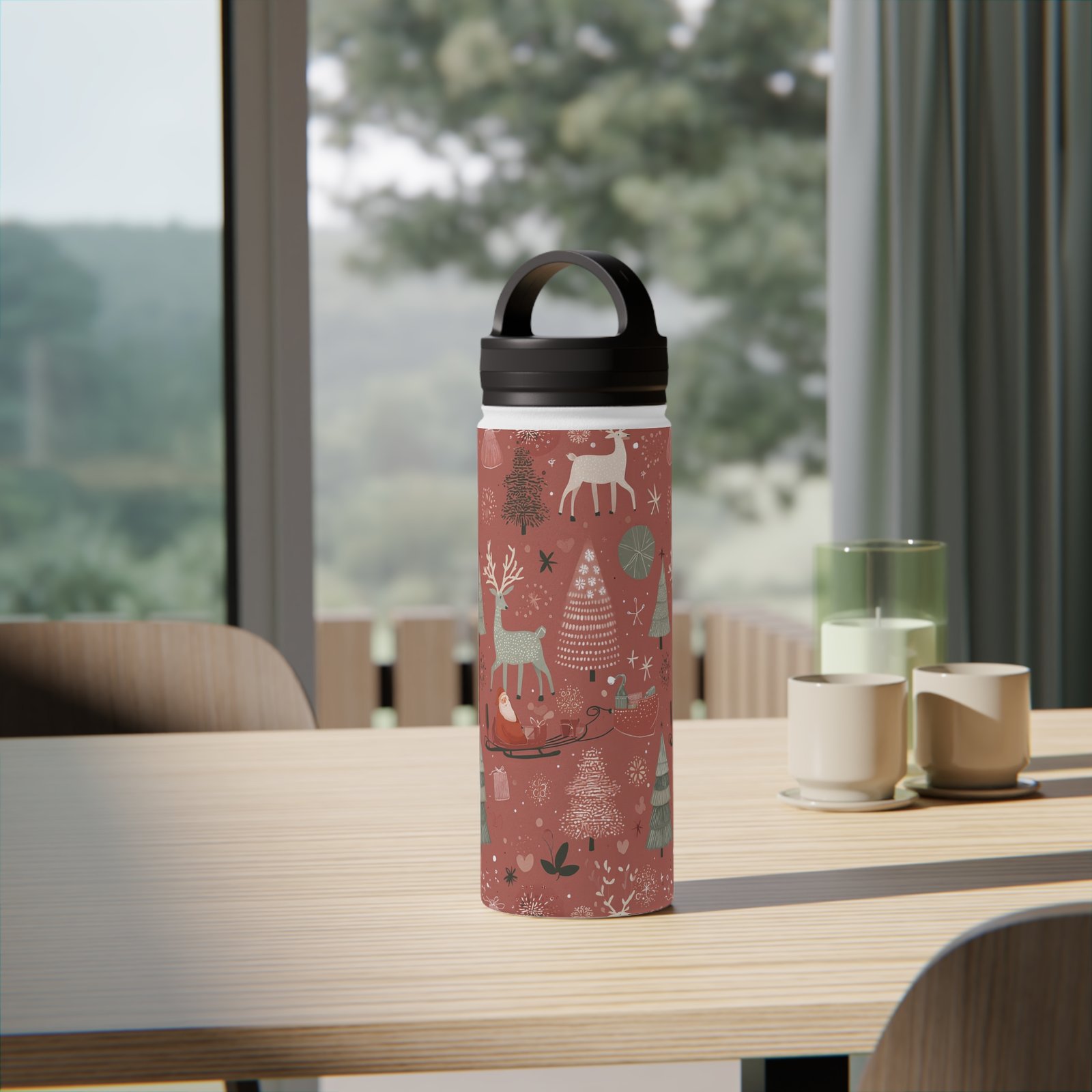 Stainless Steel Water Bottle, Handle Lid - Image 6