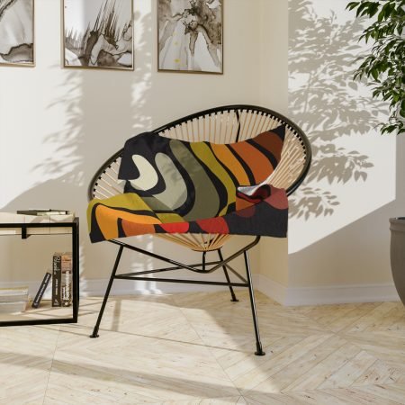 Retro Swirl Velveteen Microfiber Blanket - Cozy Décor, Warm Throw, Vintage Home, Perfect Gift for Homebodies, Boho Style