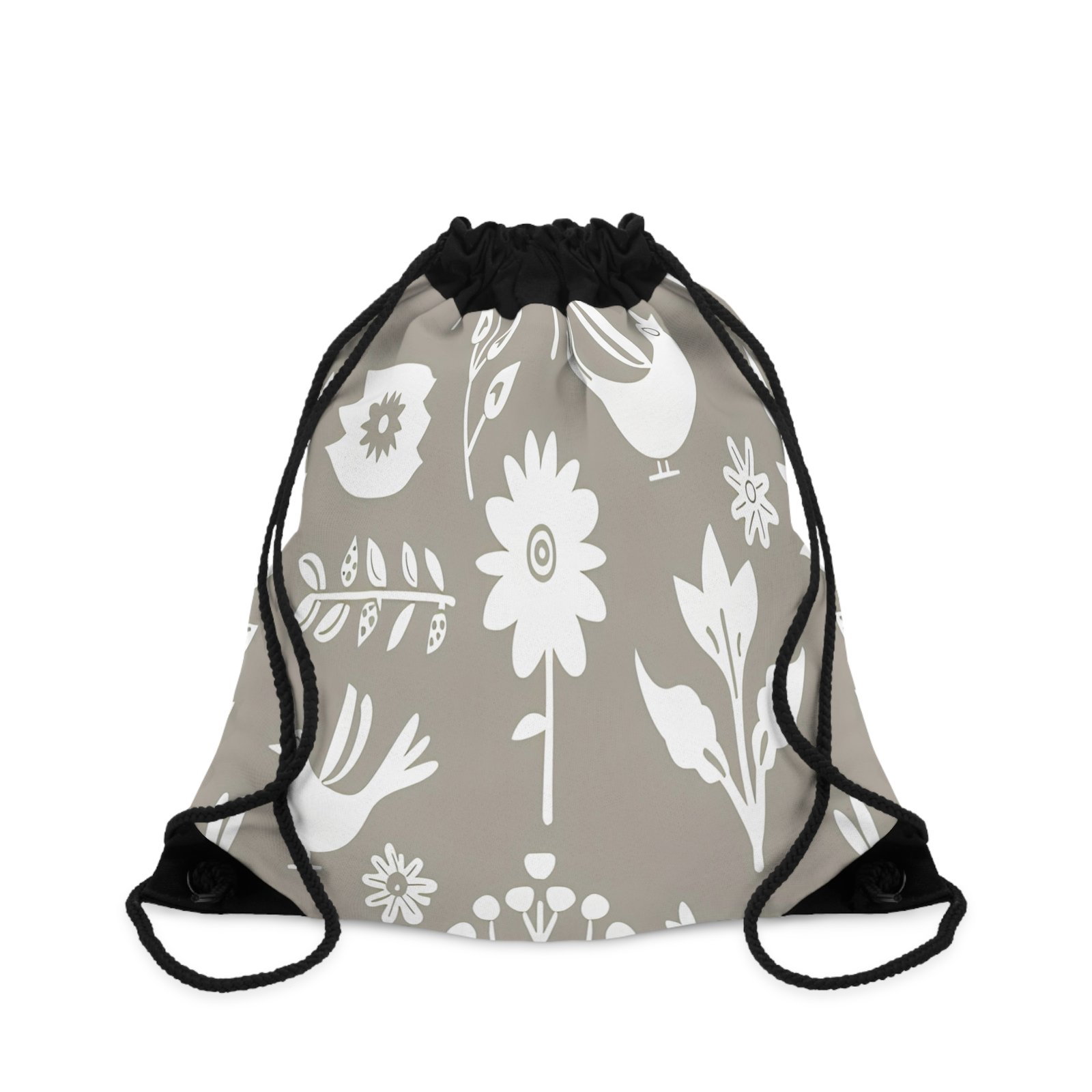 Botanical Print Drawstring Bag, Floral Gym Sack, Cute Tote for Nature Lovers, Eco-Friendly Gift, Boho Style Travel Bag