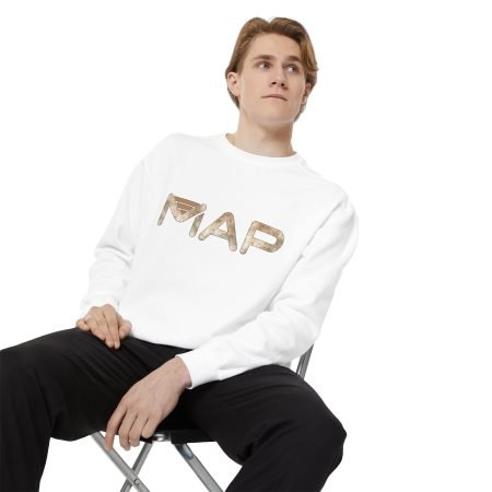 Garment-Dyed Sweatshirt with MAP Design, Cozy and Trendy Apparel for Travel Lovers, Perfect for Gifting, Unisex Fashion, Chill Days, [...]