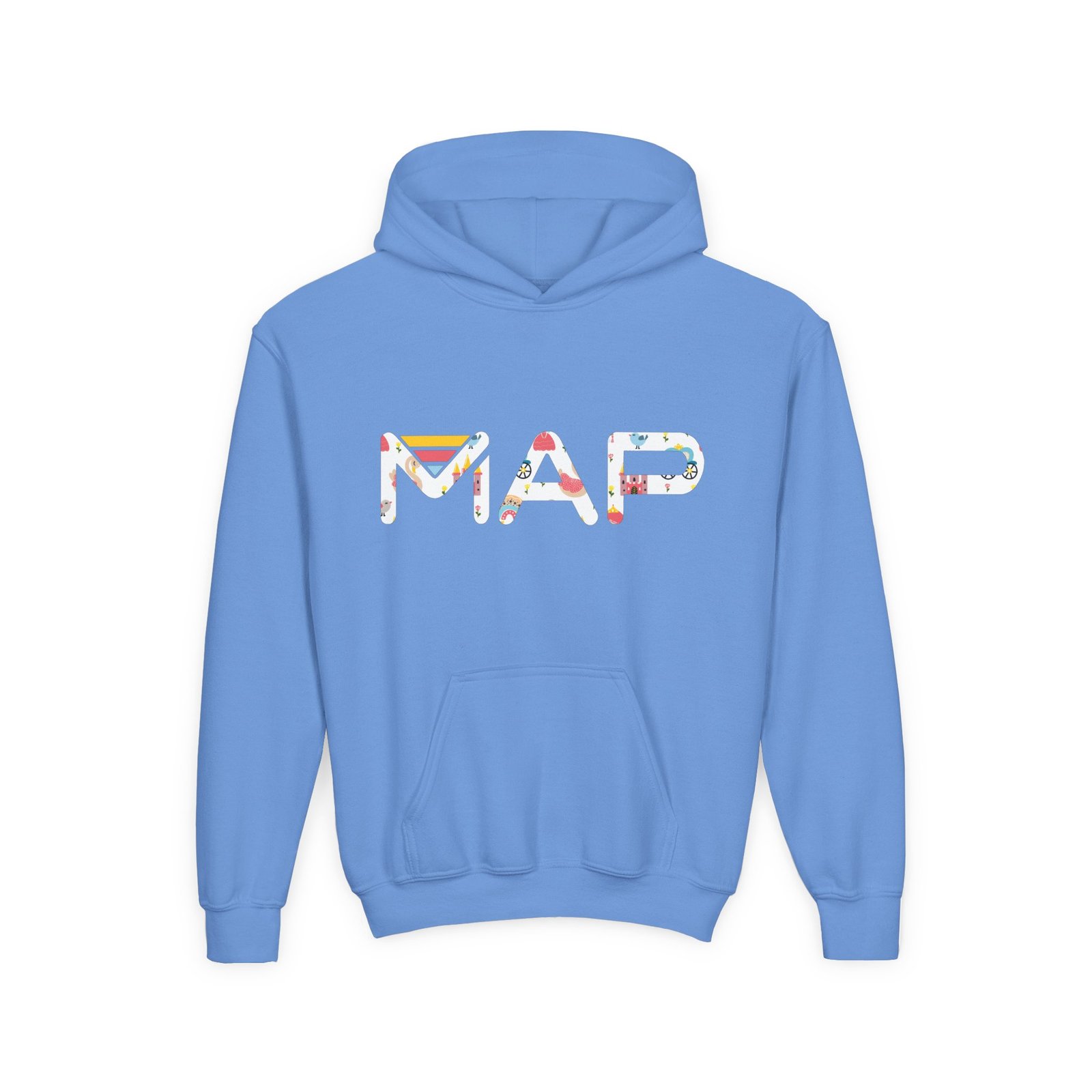 Colorful Map Design Youth Hoodie, Cool Sweatshirt for Kids, Fun Outdoor Wear, Gift for Birthday, Travel Inspired Outfit - Image 5