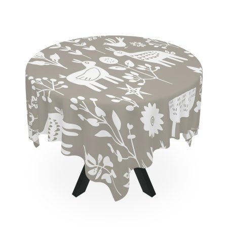 Whimsical Animal Print Tablecloth - Rustic Home Decor, Outdoor Picnic Table Linens, Bohemian Style, Farmhouse Table Setting