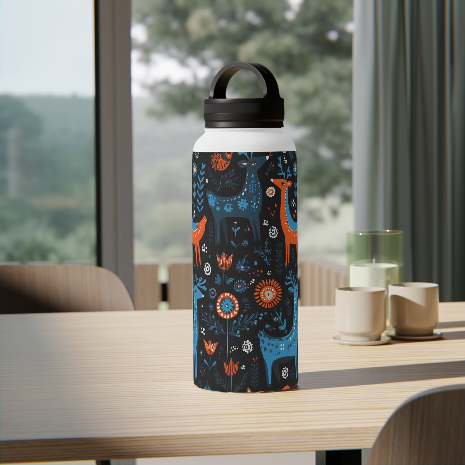 Nature-Inspired Stainless Steel Water Bottle | Reusable Eco-Friendly Travel Mug, Outdoor Gear, Gift for Adventurers, Floral Design - Image 9