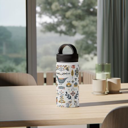 Botanical Pattern Water Bottle, Eco-Friendly Steel Hydration, Travel, Outdoor, Gift for Nature Lovers