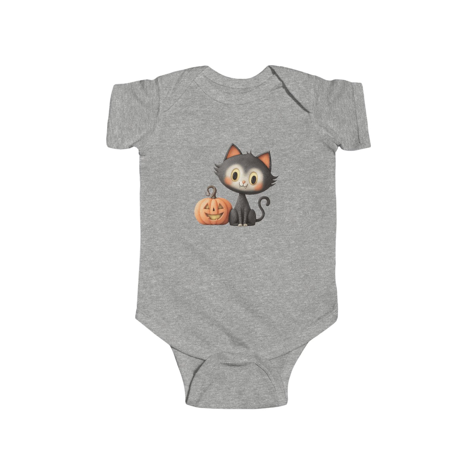Adorable Halloween Cat Baby Bodysuit, Cute Infant Onesie, Perfect for Halloween, Baby Shower Gift, Pumpkin Baby Outfit - Image 2