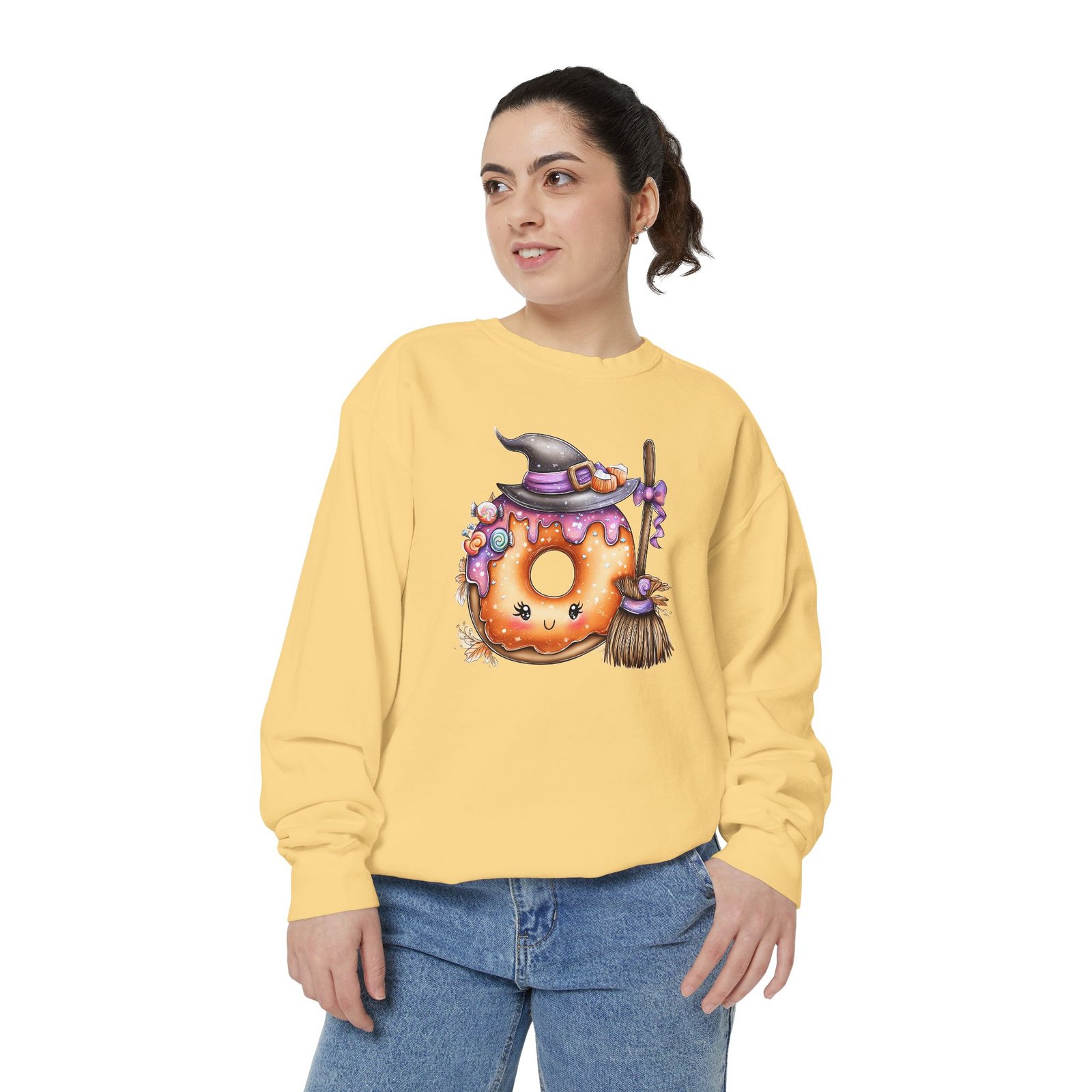 Spooky Halloween Donut Sweatshirt, Unisex Halloween Apparel, Cozy Fall Fashion, Cute Halloween Sweater, Trick-or-Treat Gift - Image 2