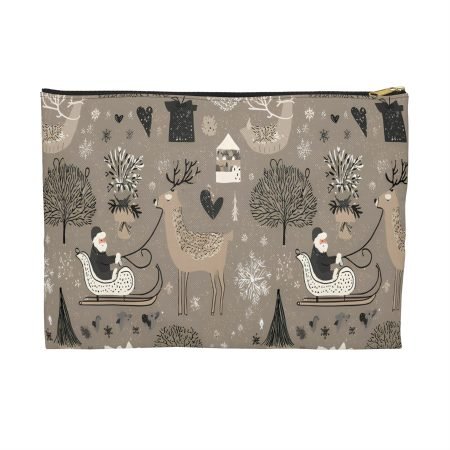 Festive Accessory Pouch with Winter Wonderland Design | Holiday Gift for Her, Makeup Bag, Organizer Pouch, Xmas Essentials, Cute Storage