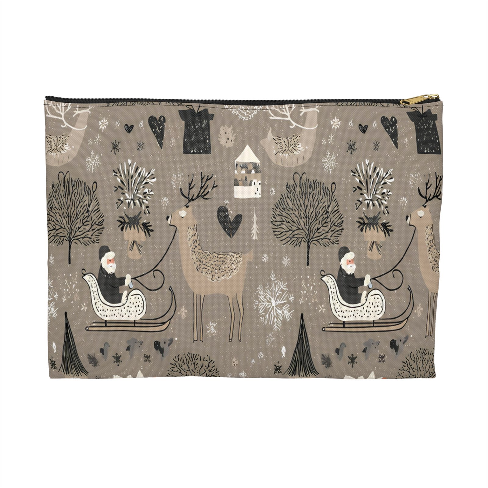 Festive Accessory Pouch with Winter Wonderland Design | Holiday Gift for Her, Makeup Bag, Organizer Pouch, Xmas Essentials, Cute Storage