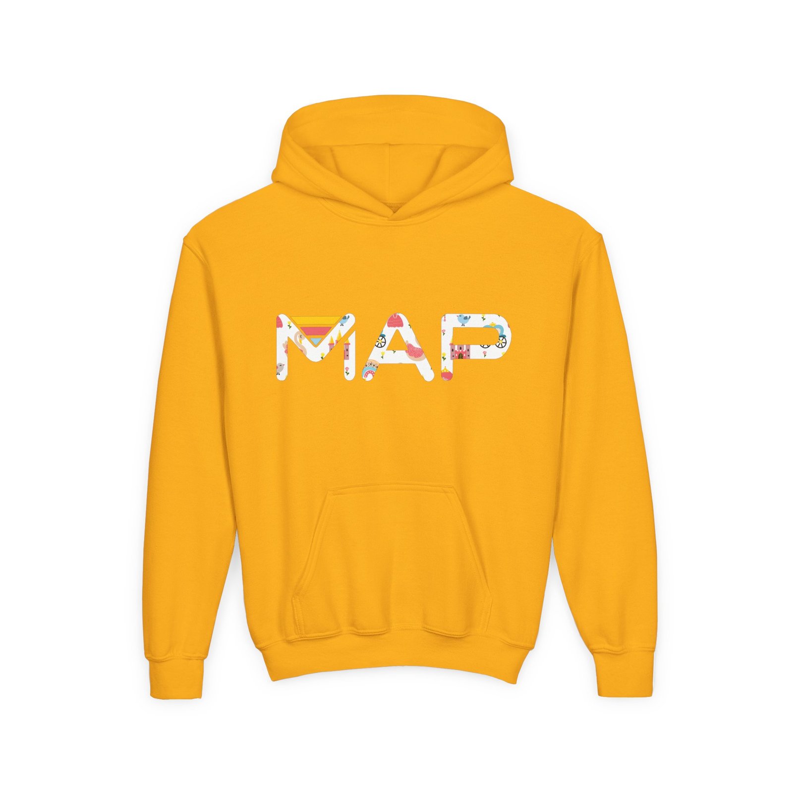 Colorful Map Design Youth Hoodie, Cool Sweatshirt for Kids, Fun Outdoor Wear, Gift for Birthday, Travel Inspired Outfit - Image 3