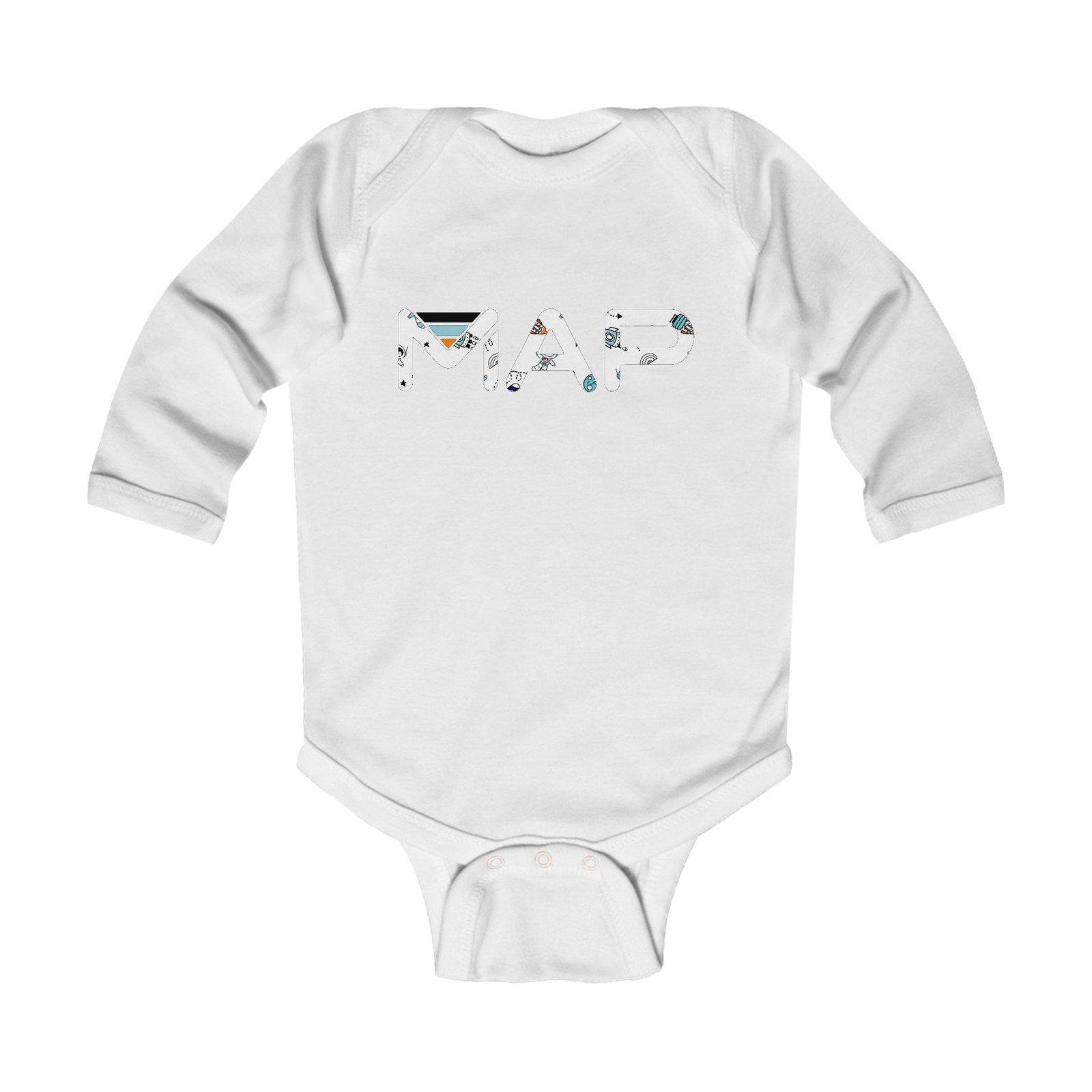 Infant Long Sleeve Bodysuit - Cute Map Design, Baby Shower Gift, Newborn Outfit, Travel Theme, Baby Clothes