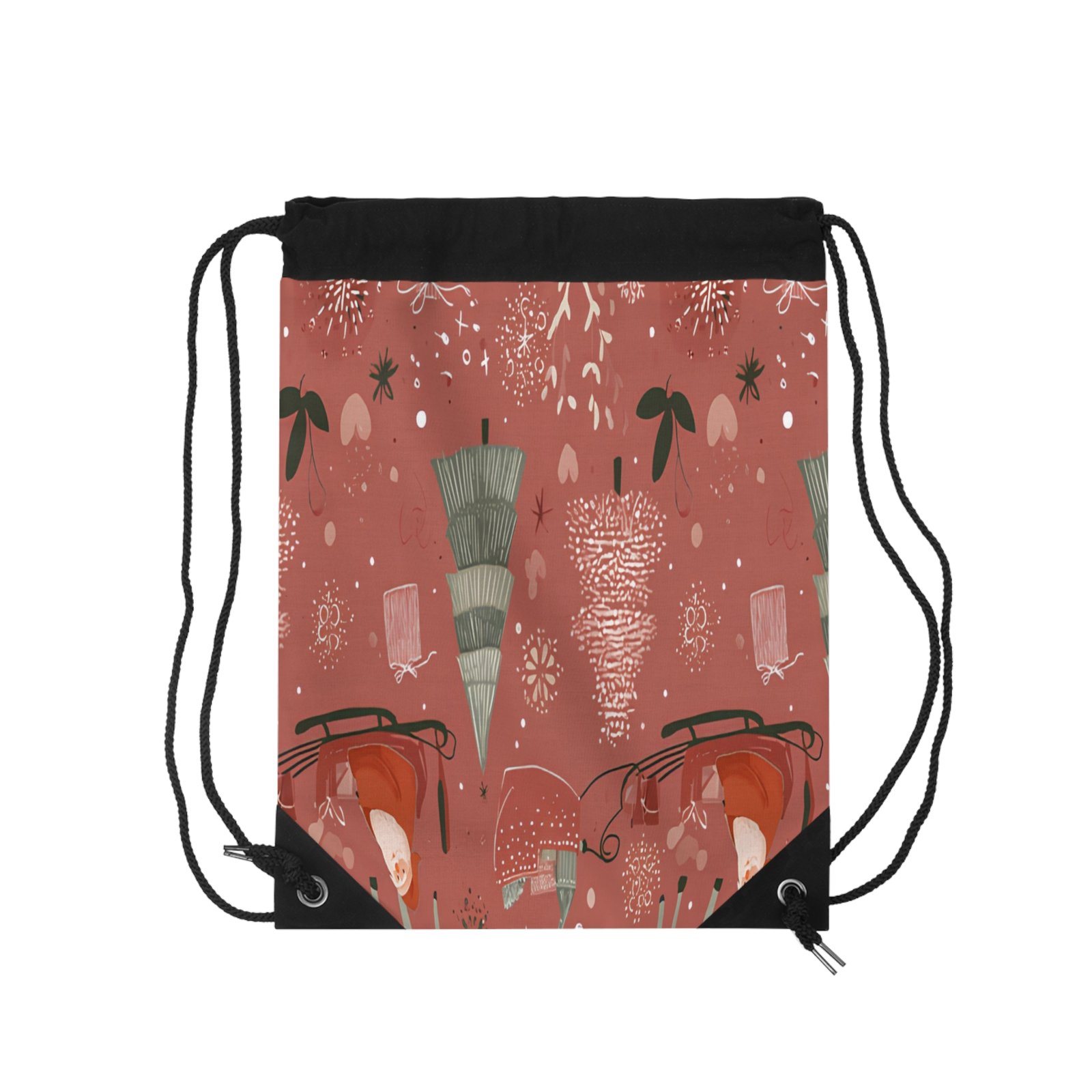 Festive Drawstring Bag | Holiday Gift, Christmas Shopping, Gym Bag, Eco-Friendly Storage, Cute Backpack - Image 4