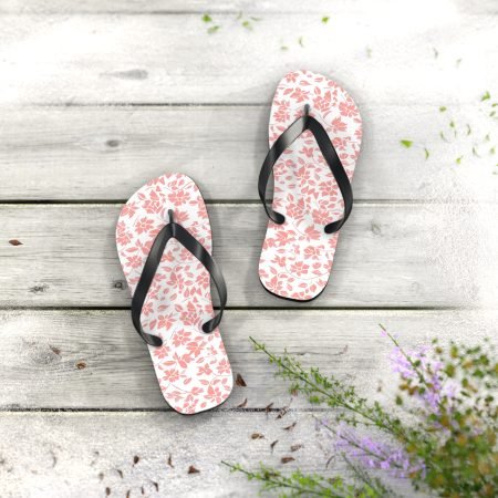 Feminine Floral Flip Flops - Trendy Summer Sandals, Beachwear, Vacation Essentials, Gift for Her, Cute Casual Footwear