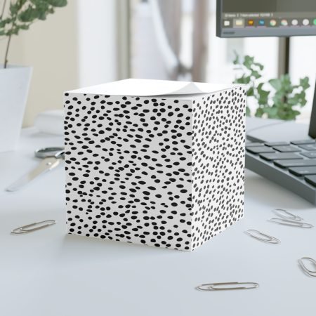 Stylish Polka Dot Note Cube - Modern Desk Accessory, Office Organizer, Cute Gift, Notepad Block, Home Decoration