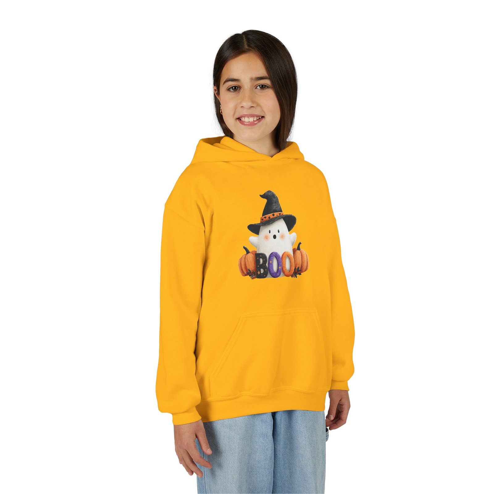 Halloween Boo Sweatshirt, Cozy Fall Hoodie for Kids, Youth Halloween Apparel, Cute Ghost Design, Perfect for Trick or Treating - Image 3