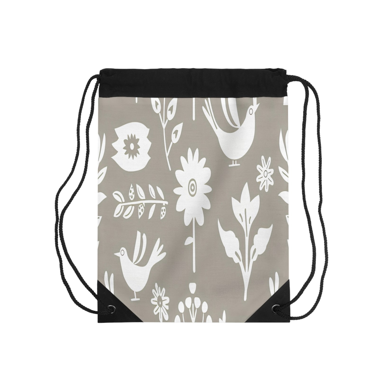 Botanical Print Drawstring Bag, Floral Gym Sack, Cute Tote for Nature Lovers, Eco-Friendly Gift, Boho Style Travel Bag - Image 3