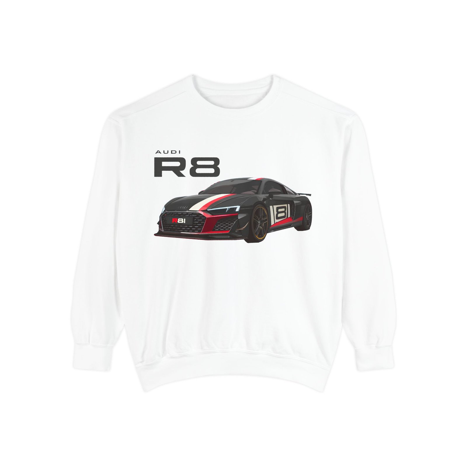 Car Lover's Unisex Sweatshirt, R8 Graphic Top, Automotive Gift, Casual Wear, Birthday Present, Motorsport Apparel - Image 2