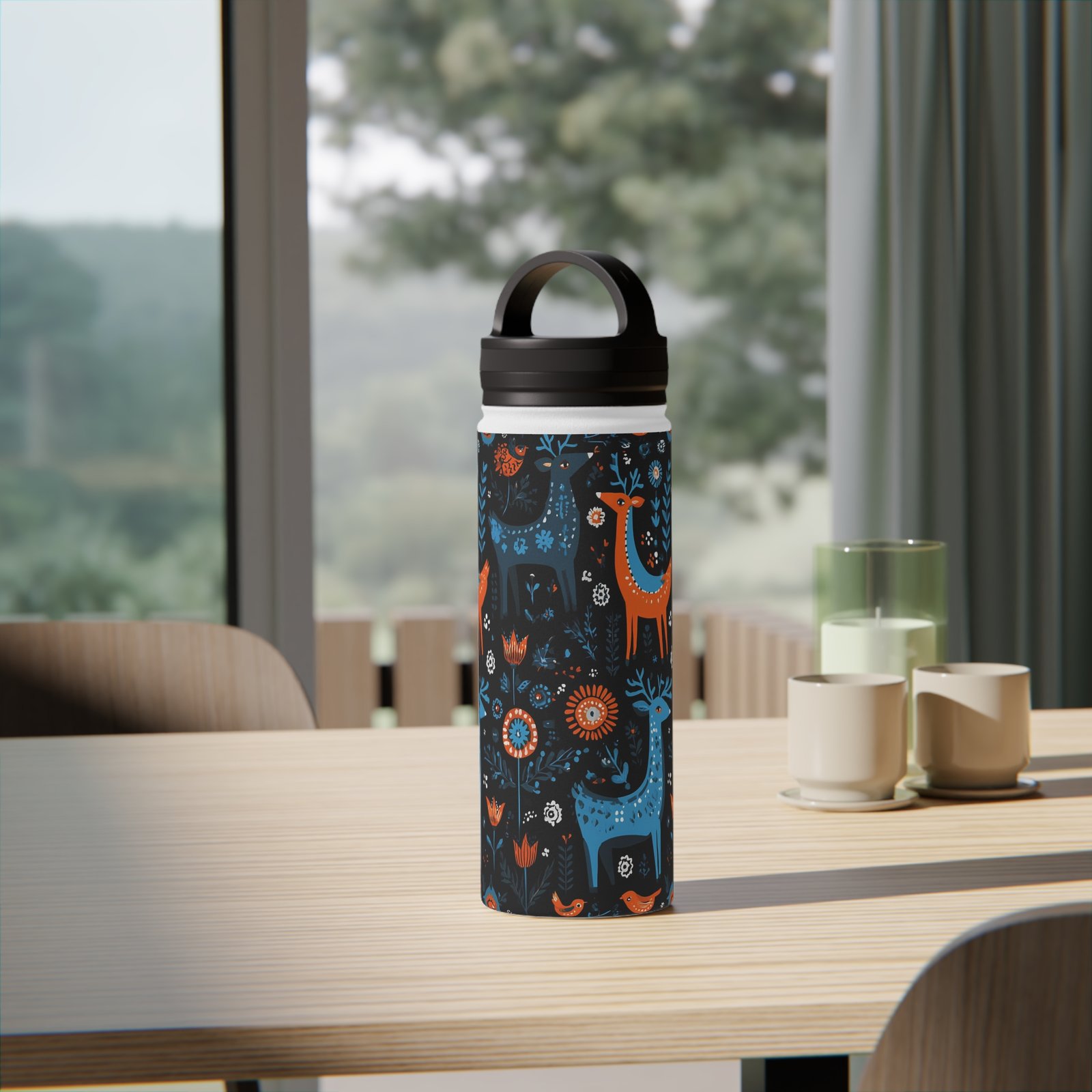 Nature-Inspired Stainless Steel Water Bottle | Reusable Eco-Friendly Travel Mug, Outdoor Gear, Gift for Adventurers, Floral Design - Image 5