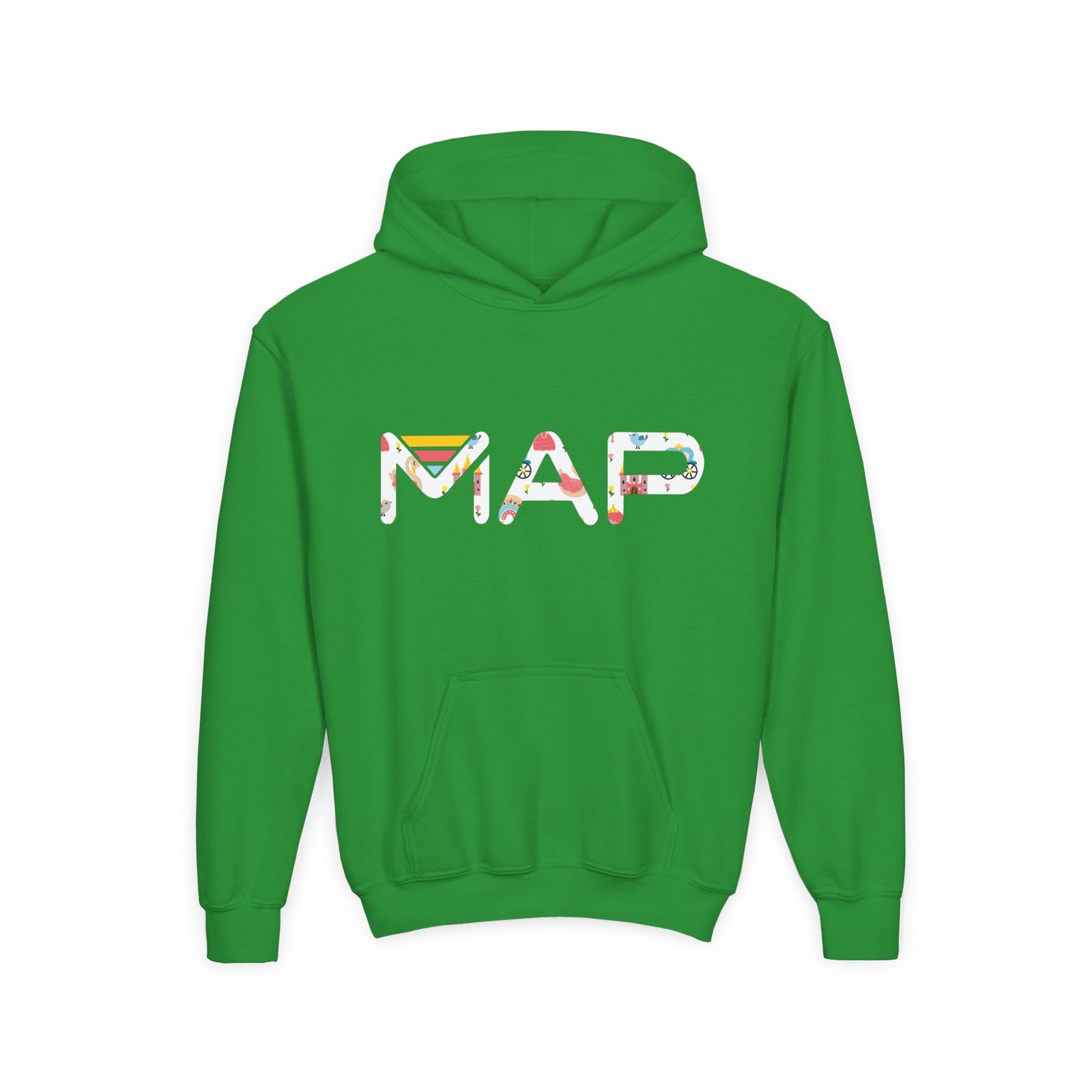 Colorful Map Design Youth Hoodie, Cool Sweatshirt for Kids, Fun Outdoor Wear, Gift for Birthday, Travel Inspired Outfit - Image 4