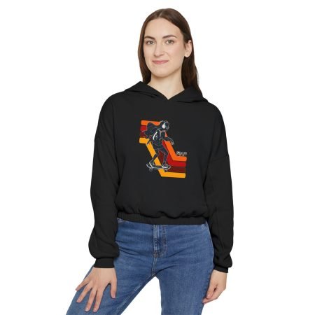 Retro Skate Women's Cinched Hoodie, Casual Pullover, Stylish Streetwear, Gift for Skaters, Trendy Layering Piece