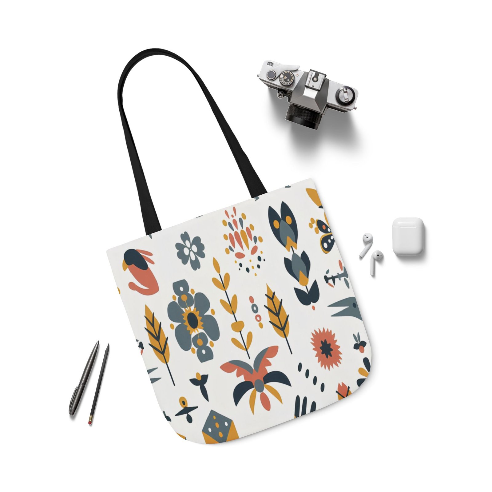 Floral Canvas Tote Bag with 5-Color Straps, Eco-Friendly Grocery Tote, Beach Bag, Reusable Shopping Bag, Gift for Her, Trendy Handbag - Image 36