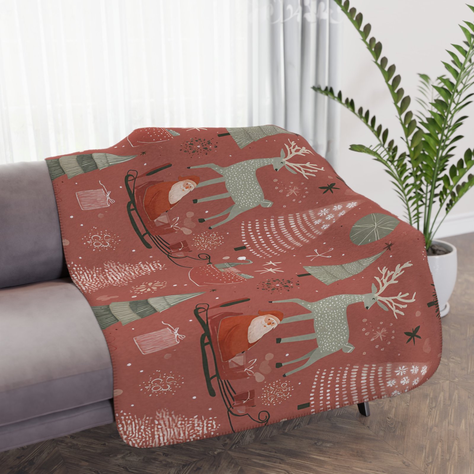 Cozy Holiday Sherpa Blanket, Winter Decor, Christmas Gift, Snuggly Throw, Festive Home Accessory - Image 2