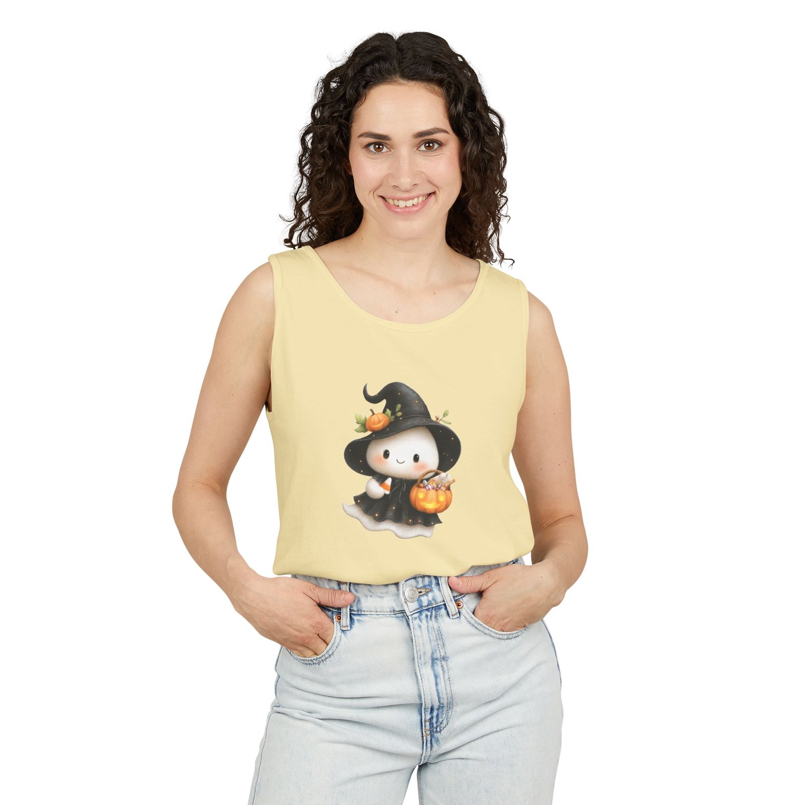 Cute Halloween Witch Tank Top, Unisex Summer Shirt, Halloween Costume Tee, Spooky Season Apparel, Festive Gift Idea - Image 4