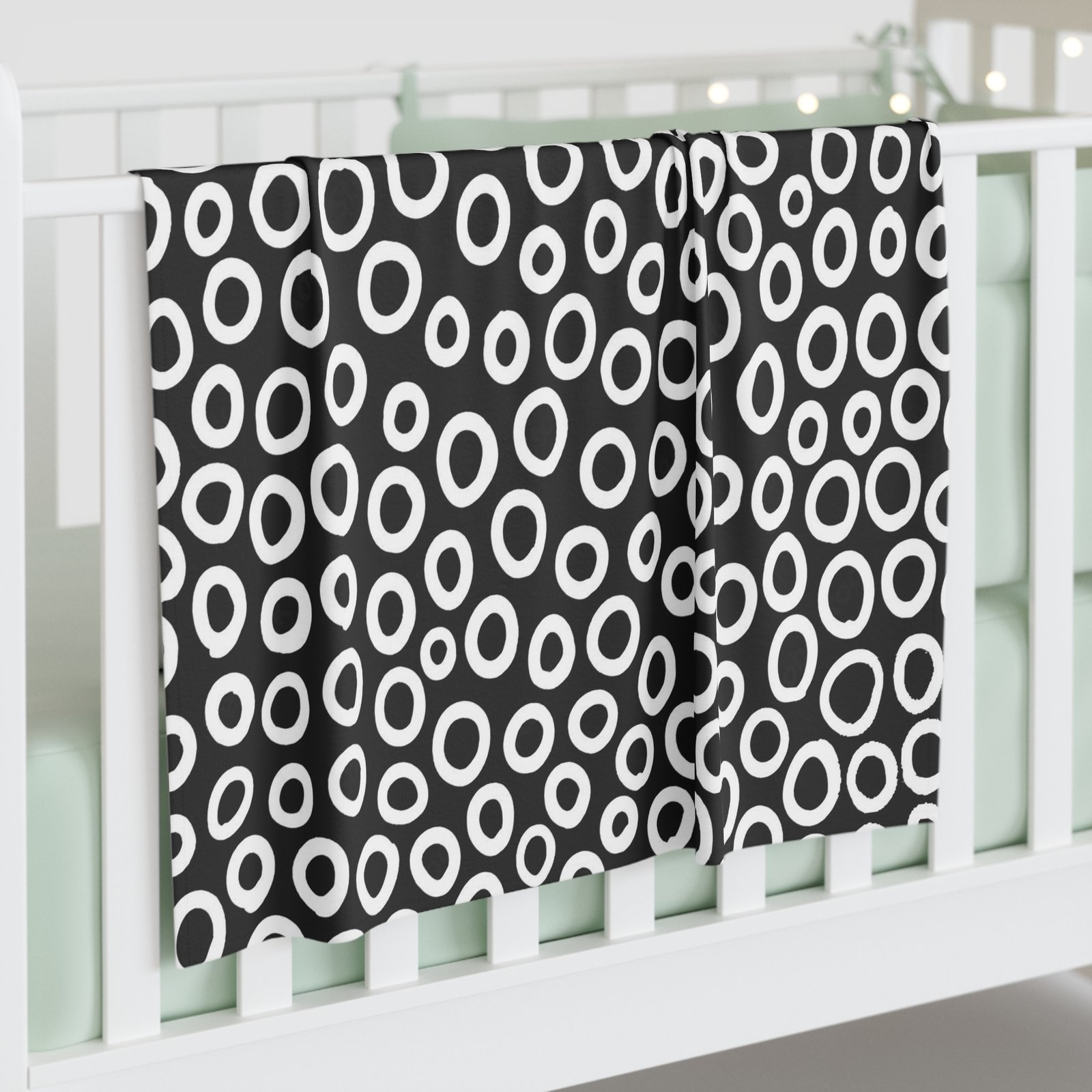 Modern Black and White Baby Swaddle Blanket, Stylish Newborn Shower Gift, Nursery Decor, Baby Shower, Cozy Baby Blanket - Image 2
