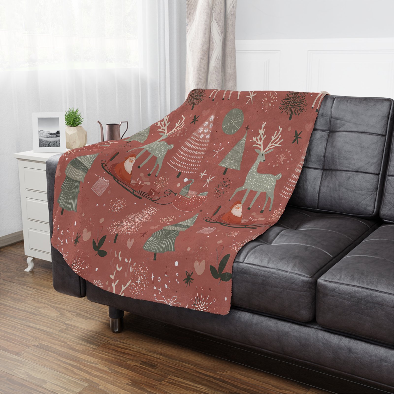 Cozy Christmas Minky Blanket, Holiday Decor, Winter Snuggle Throw, Kids Gift, Festive Home Blanket, Santa Reindeer Design - Image 10