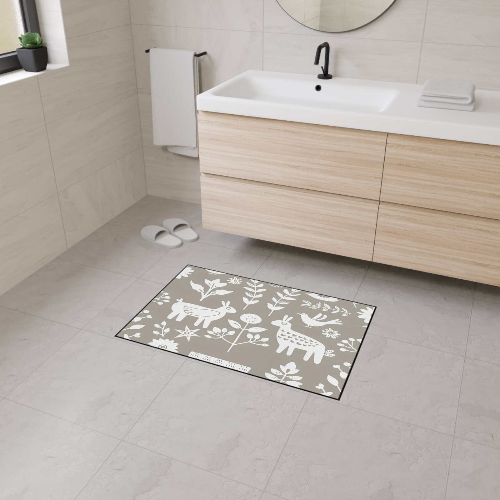 Chic Floral Heavy Duty Floor Mat for Home Decor, Outdoor Rug, Kitchen Mat, Eco-Friendly Flooring, Cute Animal Design - Image 11