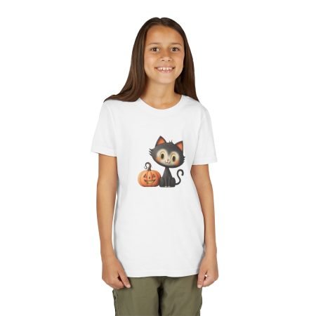 Adorable Halloween Cat Youth Tee, Cute Kids T-Shirt, Halloween Costume Shirt, Fall Fun Apparel, Trick-or-Treat Shirt