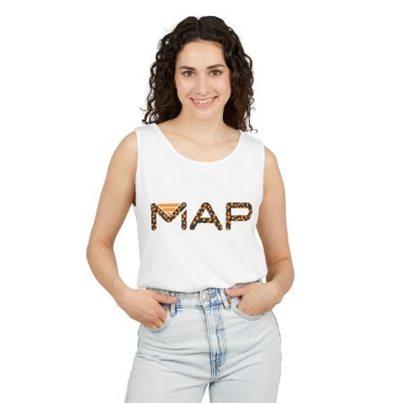 Map Pattern Unisex Tank Top | Casual Summer Wear, Travel Shirt, Gift for Adventurers, Birthday, Beach Day, Vacation Essential