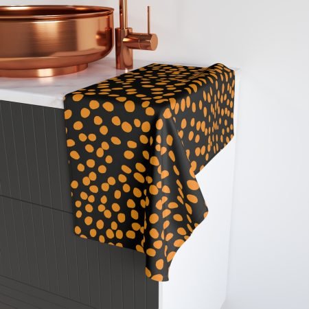 Stylish Black and Orange Hand Towel, Modern Kitchen Decor, Unique Gift for Home, Halloween Kitchen Towel, Trendy Bathroom Accent