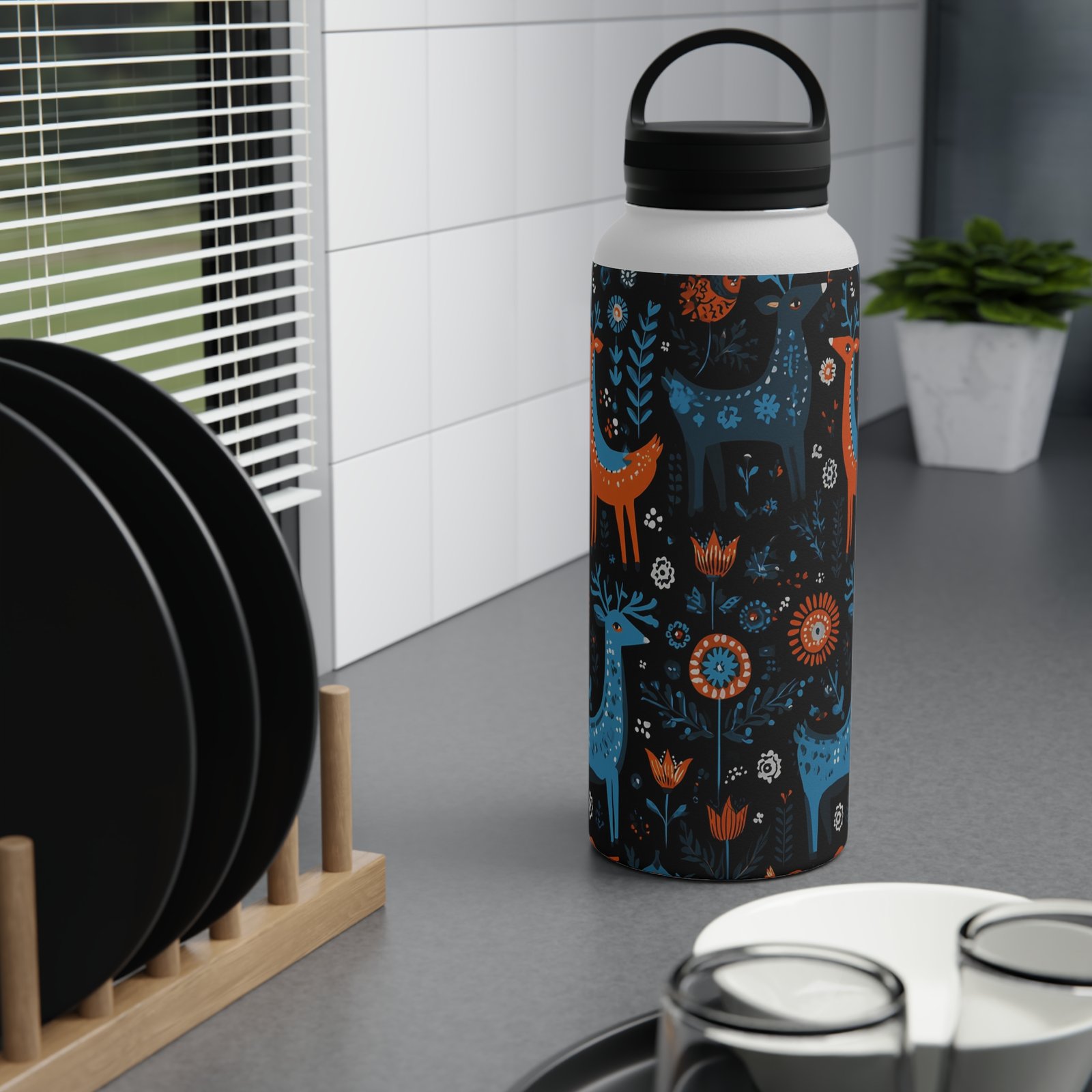 Nature-Inspired Stainless Steel Water Bottle | Reusable Eco-Friendly Travel Mug, Outdoor Gear, Gift for Adventurers, Floral Design - Image 10