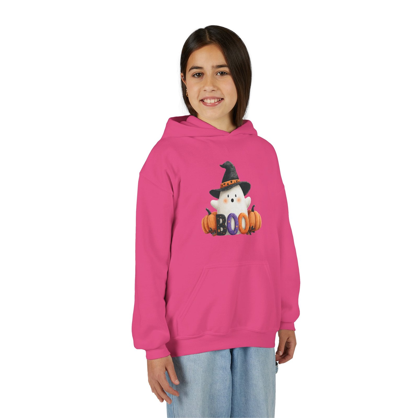 Halloween Boo Sweatshirt, Cozy Fall Hoodie for Kids, Youth Halloween Apparel, Cute Ghost Design, Perfect for Trick or Treating - Image 9