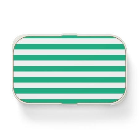 Stylish Bento Lunch Box, Green Striped Container, Eco-Friendly Meal Prep, School Lunch, Work, Picnic, Sustainable Gift