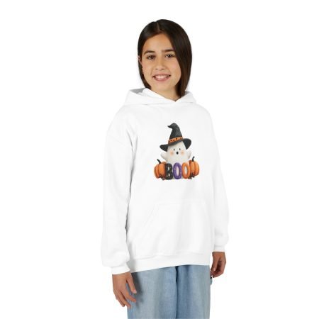 Halloween Boo Sweatshirt, Cozy Fall Hoodie for Kids, Youth Halloween Apparel, Cute Ghost Design, Perfect for Trick or Treating